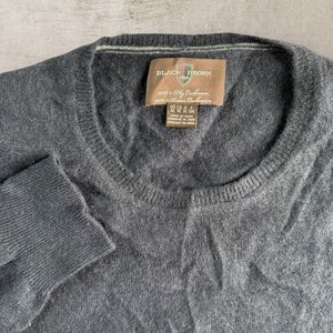 Black Brown 1826 Ply Cashmere Sweater Men's XL Crewneck Blue Long Sleeve Luxury